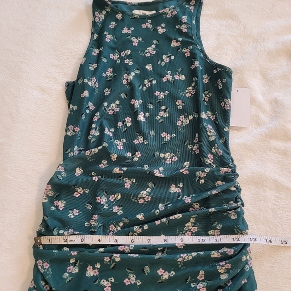 Nordstrom BP Dress Green Floral Runched Bodycon Mini Women's Size S - Picture 9 of 16